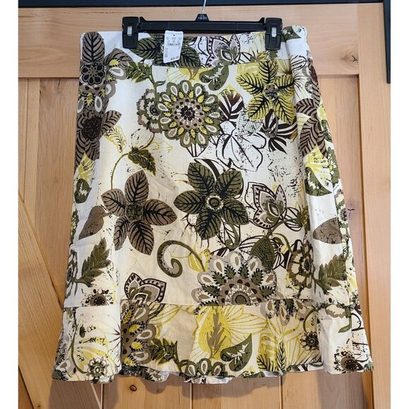 Christopher & Banks Dresses & Skirts - New! Christopher Banks Size 12 Linen Blend Lined Midi Skirt Floral Peplum Hem